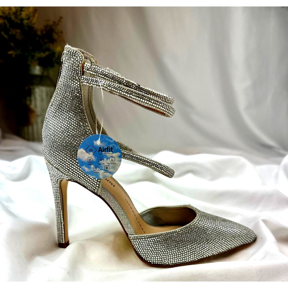 Gianni Bini Anyssah Strappy Jeweled Pumps Silver 6